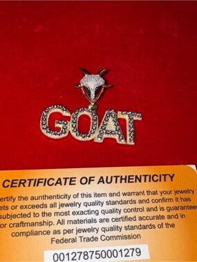 14k Yellow Gold Vermeil, 1ct Genuine Natural Diamond GOAT pendant FREE APPRAISAL